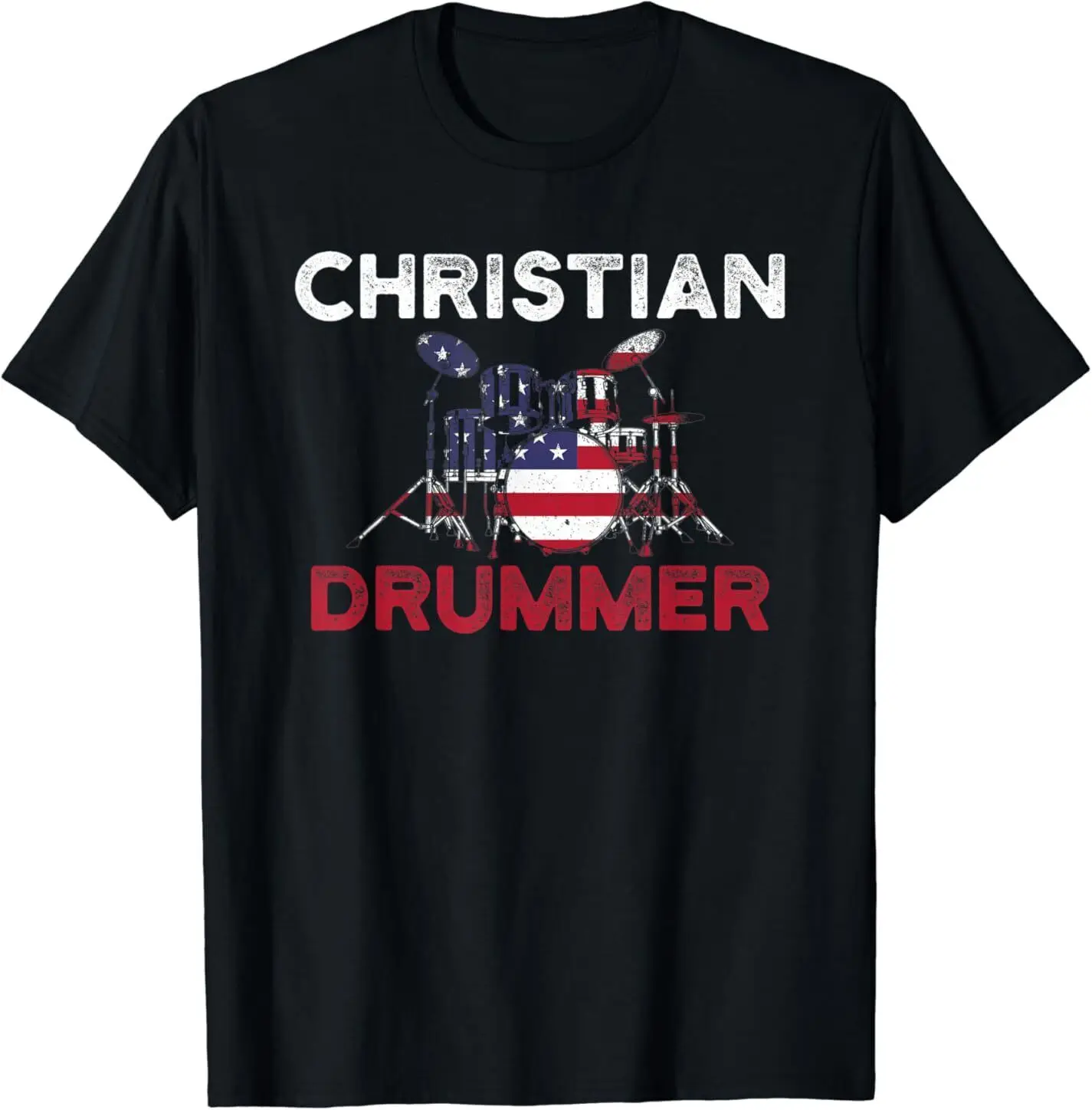 NEW Christian Drummer USA Flag Church Worship Drum Player T-Shirt S-3XL