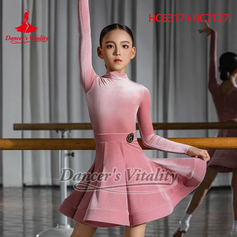 Latin Competition Prescribed Clothing Dancer's Vitality Chacha Samba Long Sleeves Jumpsuit+Skirt Professional Two-piece Suit