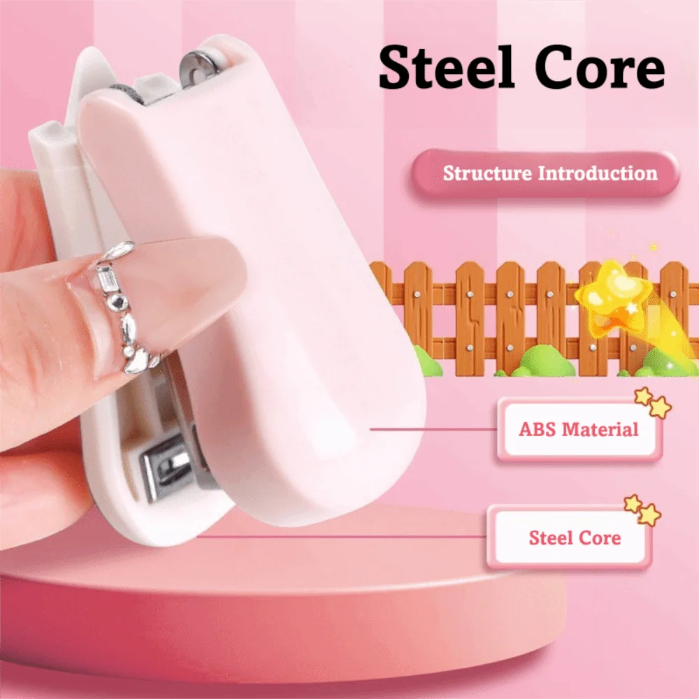 Cartoon Design Mini Stapler Macaron Color Convenient Student Stapler Small Size with Staples Bookbinding Machine