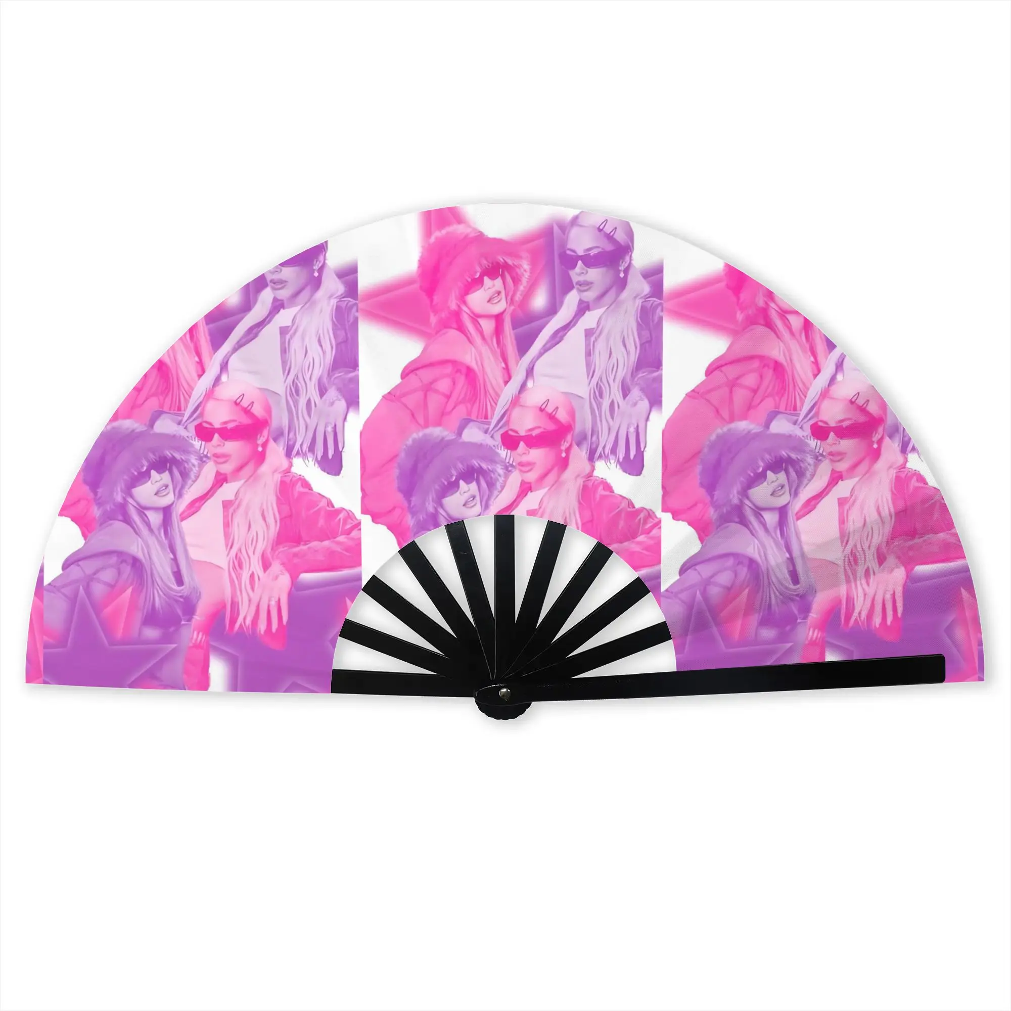 Custom E-Emilia Mernes Promotional Gift Hand Fan Event Souvenir Mp3 Singer Poster Durable Folding Fans Novelty Bulk Pack Fan