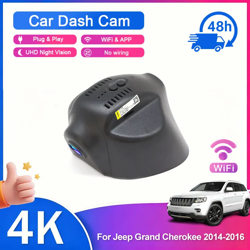 For Jeep Grand Cherokee WK2 WK 2014~2016 4K Dash Cam Front Rear Car Camera DVR Wifi Plug & Play Video Recorder Loop Recording