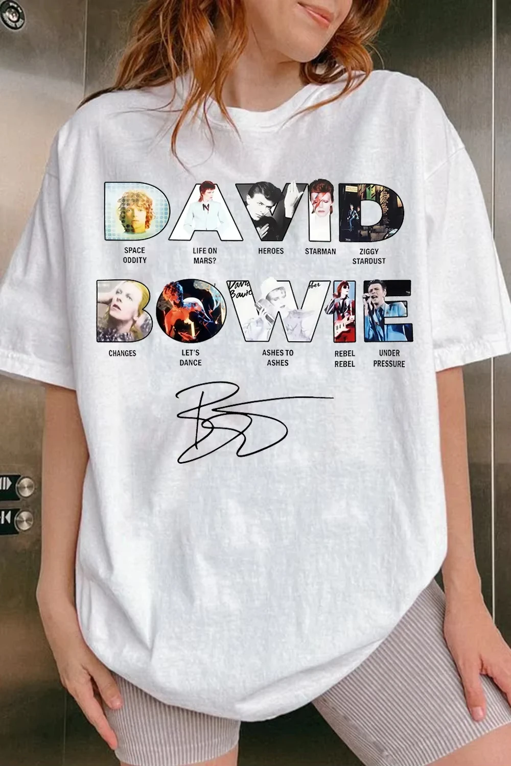 Image of David Bowie Eras Typography Signed Merch 2026 Neues T-Shirt Unisex Herren Damen T-Shirts Y2k Fans Vintage Casual Tees