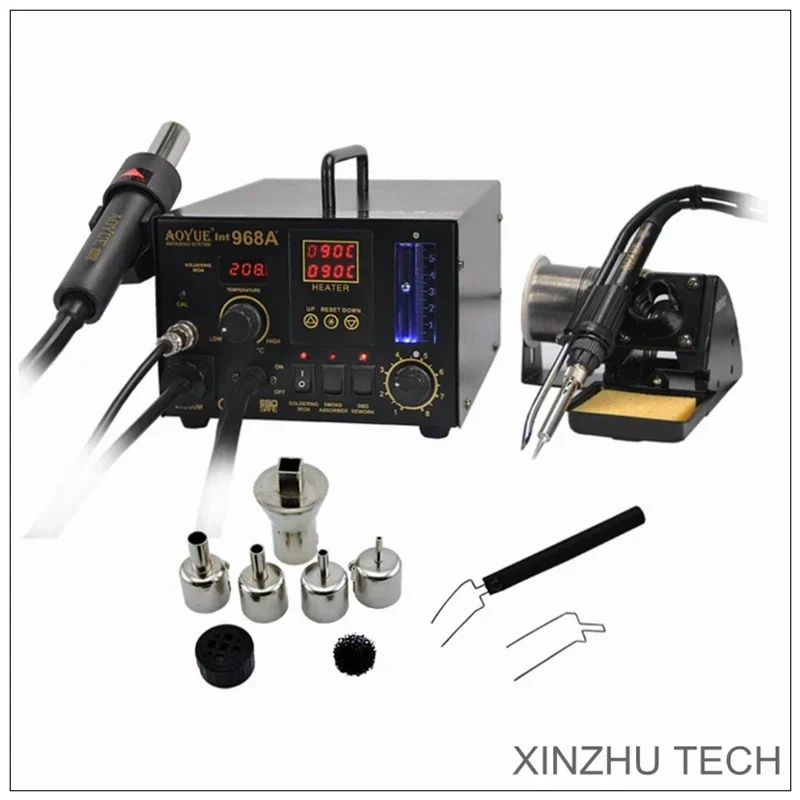 AOYUE Int 968A+ Hot Air Soldering Station 3 in1 Repairing Station System SMT BGA Rework Solder Soldering Iron With Hot Air Gun