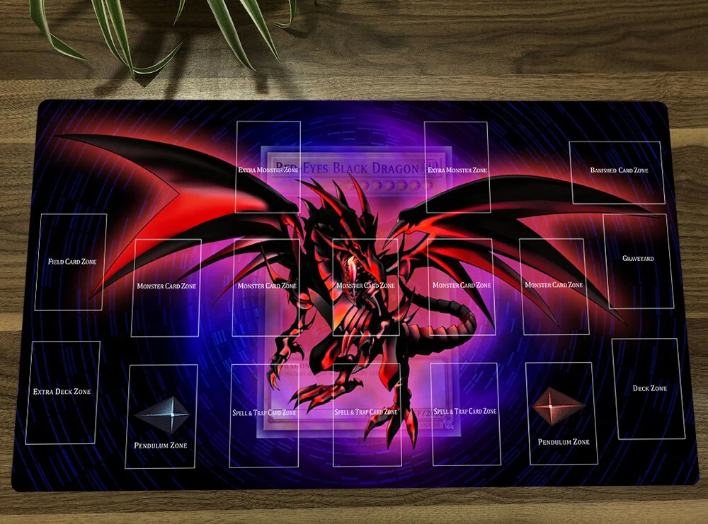 YuGiOh Red Eyes Black Dragon TCG CCG Mat Trading Card Game Mat Table Playmat Desk Gaming Playing Mat Mouse Pad Mousepad Free Bag