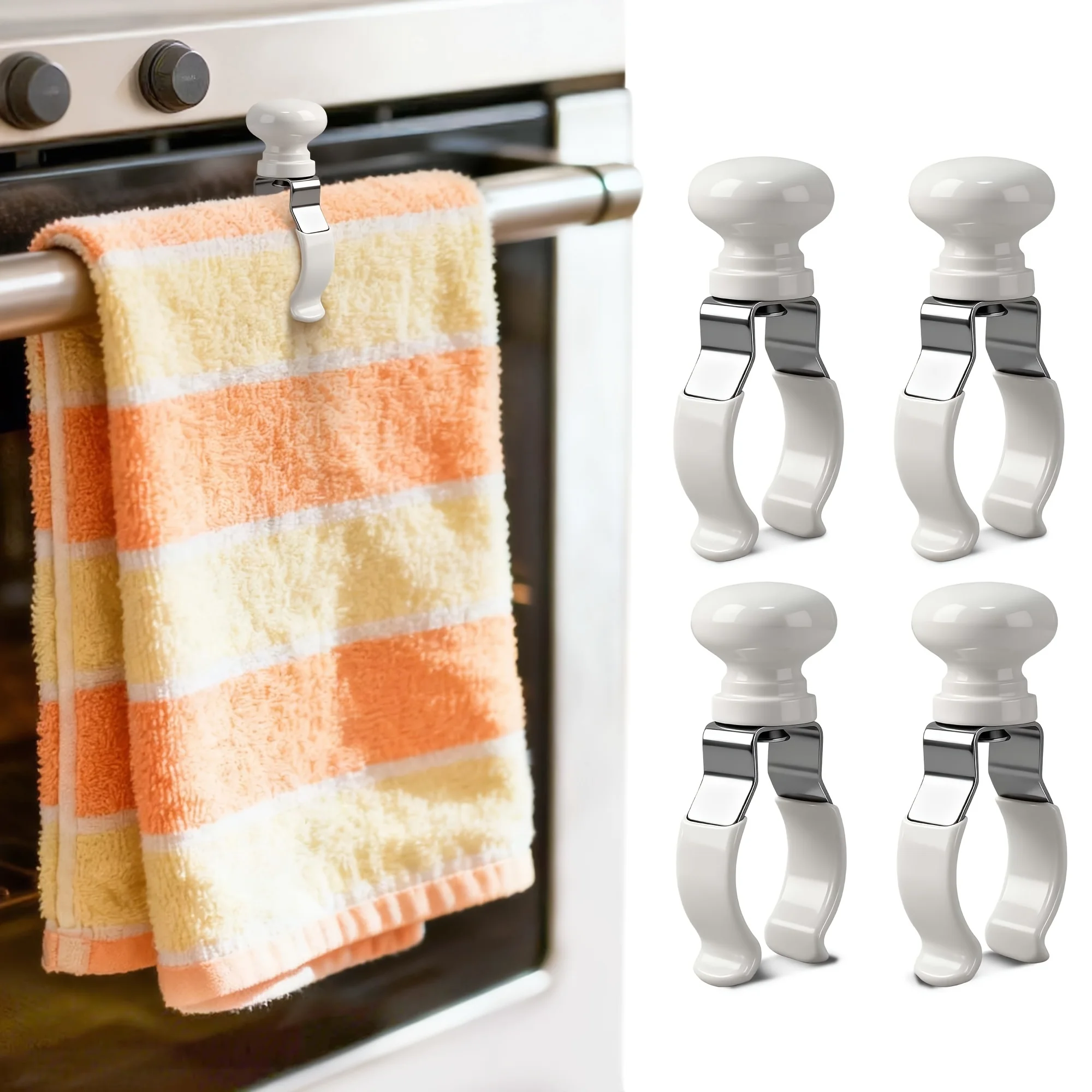 Kitchen Towel Holder, Heat-Resistant Steel - Provides a Strong Grip for Thick Towels and Linens in Ovens, and Dishwashers