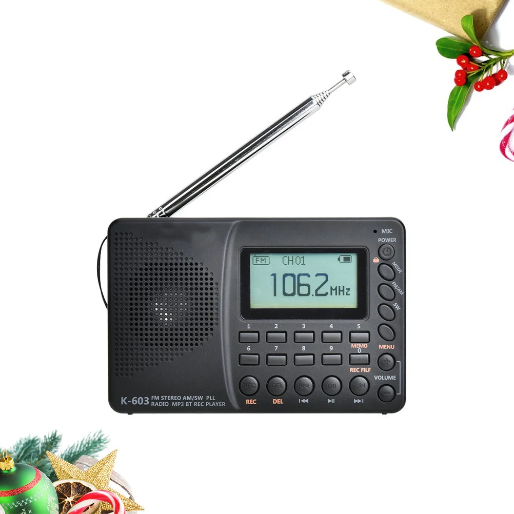 

Portable Rechargeable Black Fm Elder Hiking Camping Support Music Playback Recorder Outdoor Mini Radio Torch