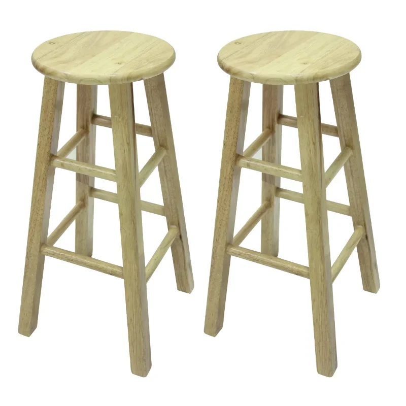 Madeira Natural Backless Bar Stool, totalmente montado, cadeira alta, 29"