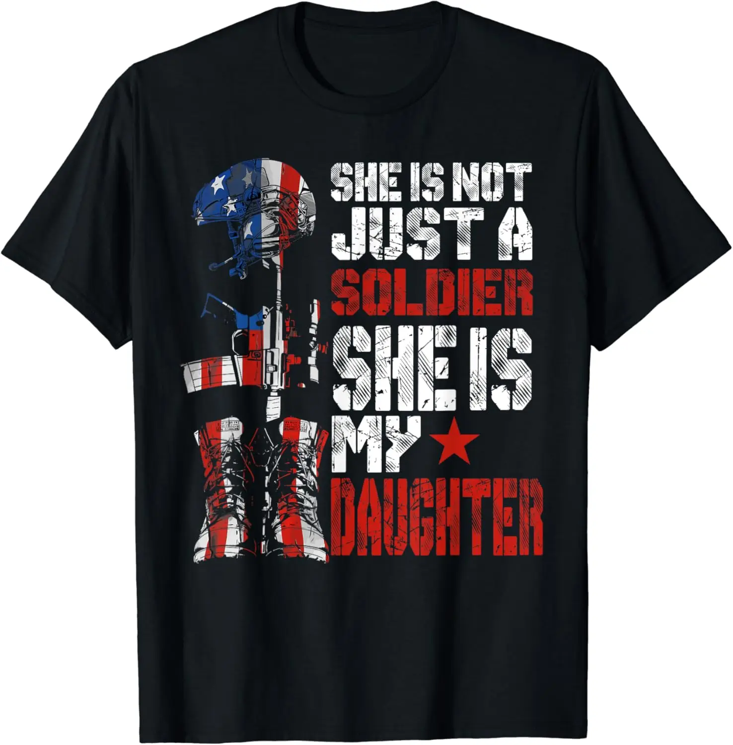 Soldier Daughter Proud Army Dad Mom Military Family US Flag T-Shirt