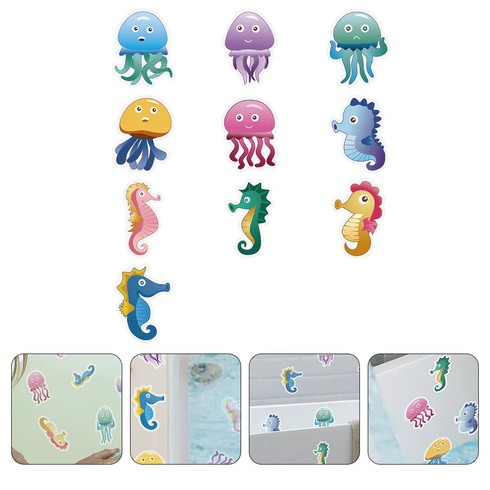 

10pcs Anti-Skid Waterproof Sticker Cartoon Bathroom Decoration Bathtub Safety Decals Non-Slip Shower Floor Tiles Decorative Pads