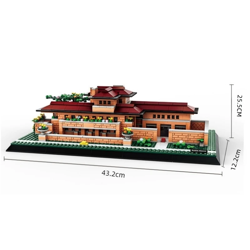 1182PCS สถาปัตยกรรมที่มีชื่อเสียงของโลก CHICAGO ROBBIN HOUSE USA Building Blocks รุ่นอิฐประกอบของเล่นอนุภาคขนาดเล็กของเล่นของขวัญ