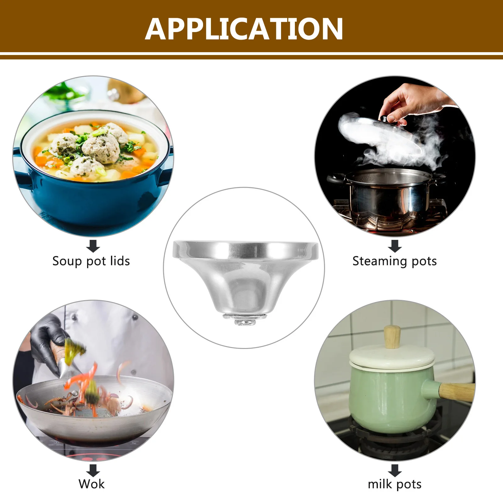 

2pcs Lid H Nonslip 304 Stainless Steel Kitchen Accessories Heat Resistant Cookware Knobs Stainless Steel Kitchen