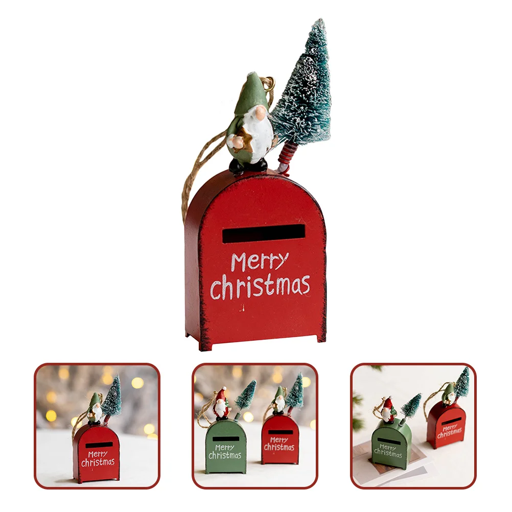 

Christmas Mailbox Hanging Ornament Iron Tree Pendant Reusable Holiday Decor Party Prop Xmas Tree Hanging Ornaments Wood