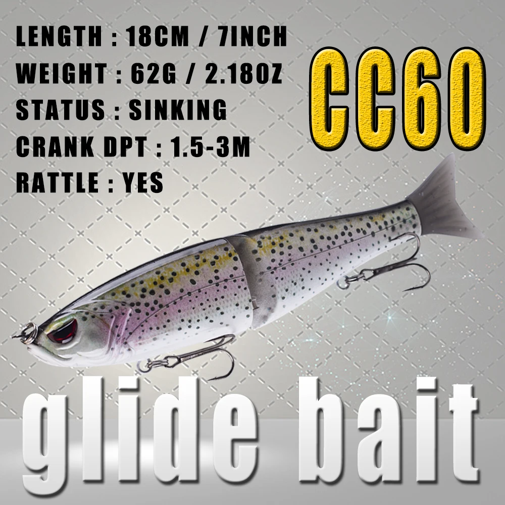 Chan\'s Huang 1PCS 7INCH 2.18OZ Section Fishing Lures Multi Jointed Swimbait Angry Eye Fishing Lure Sinking Artificial Glide Bait