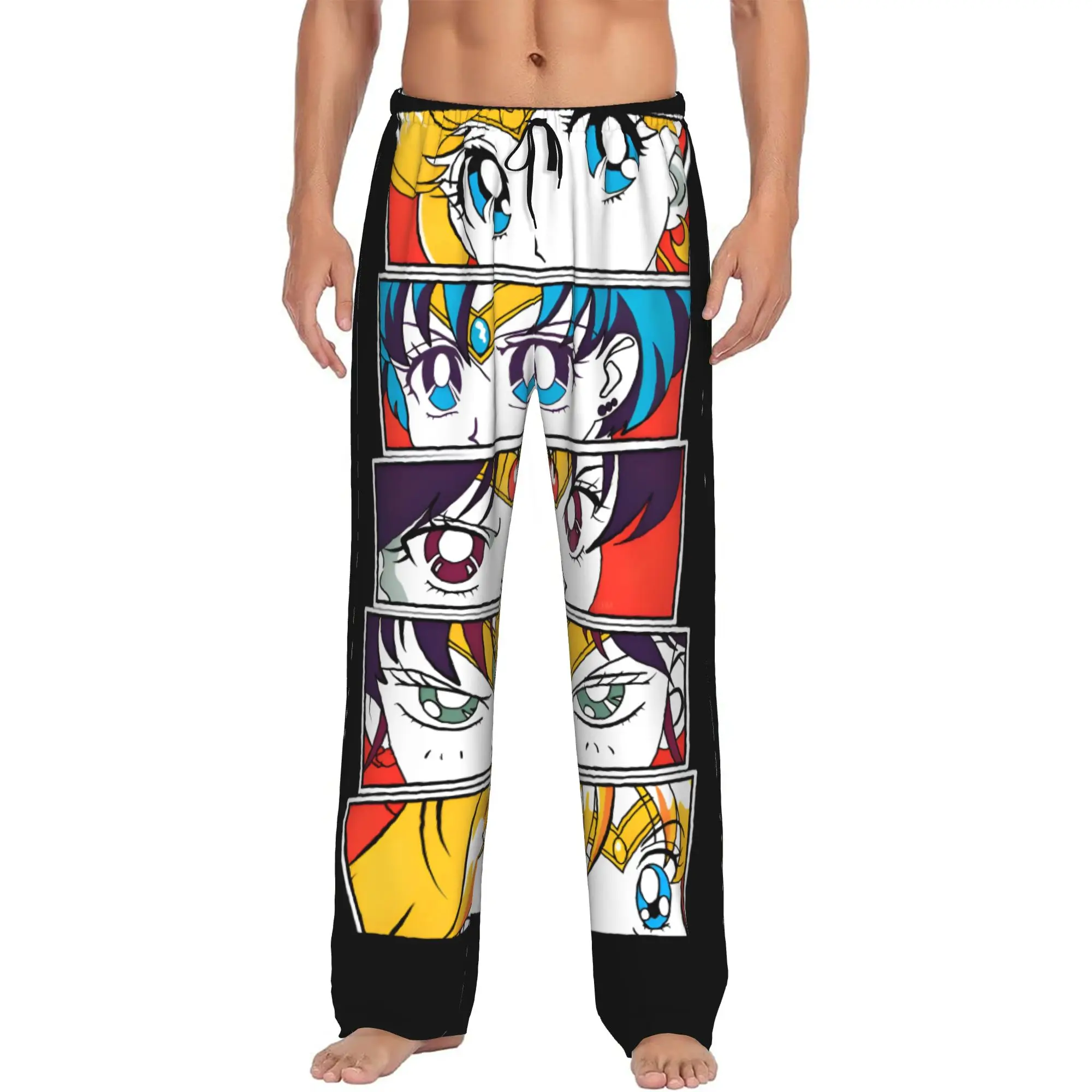Custom Printed Sailored Anime Mooned Pajama Pants Men's Usagi Tsukino Sleep Sleepwear Bottoms with Pockets