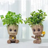 Disney Anime Marvel Avengers Groot Toys Pen Holder Flower Pot Mini Sitting Groot Anime Action Figure Model Toy Birthday Kid Gift