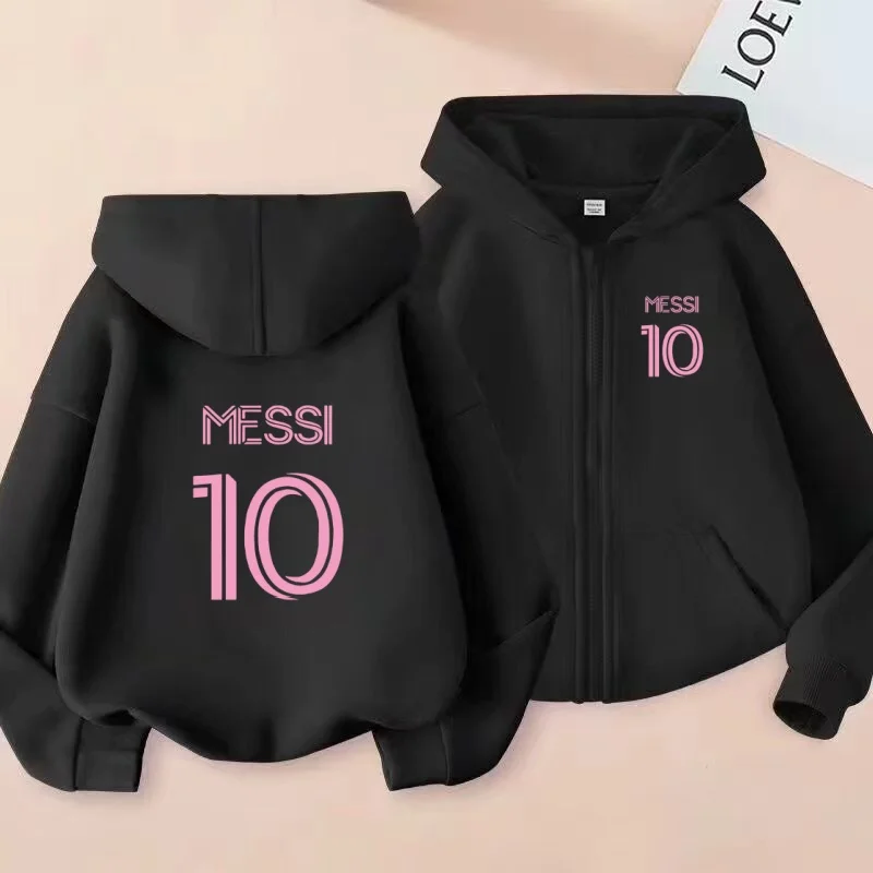 

Children Football No.10 Sweatshirt Zipper Style Letter Hoodie Fashion Cardigan Girls Boy 3-12Yrs Casual Sunshine Top Loose Coat