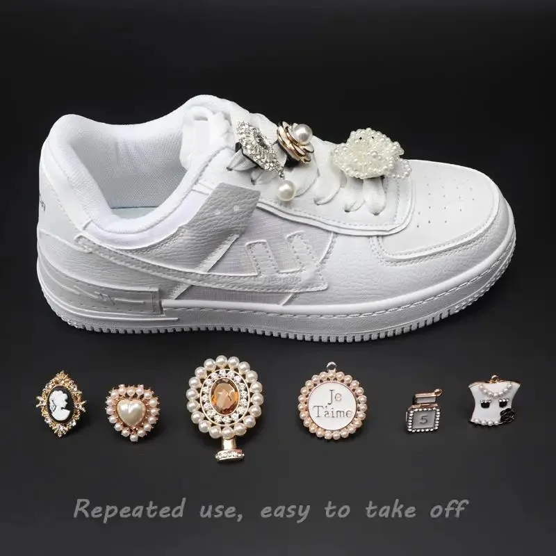 Rhinestone Pearls Shoe Charms beauty perfume Sneaker Charms Girl Gift Shoe decoration DIY Shoelaces Buckles shoes accesories