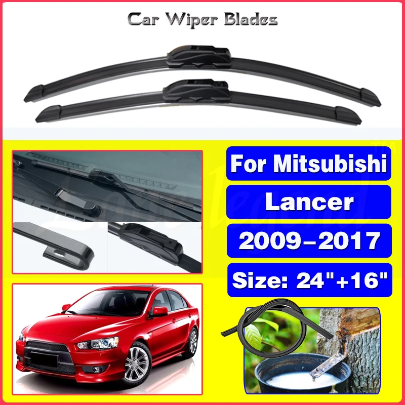 

Car Wiper Front Hybrid Wiper Blades For Mitsubishi Lancer 2009-2017 2016 2015 Windshield Windscreen Window Rain Brushes 24"+16"