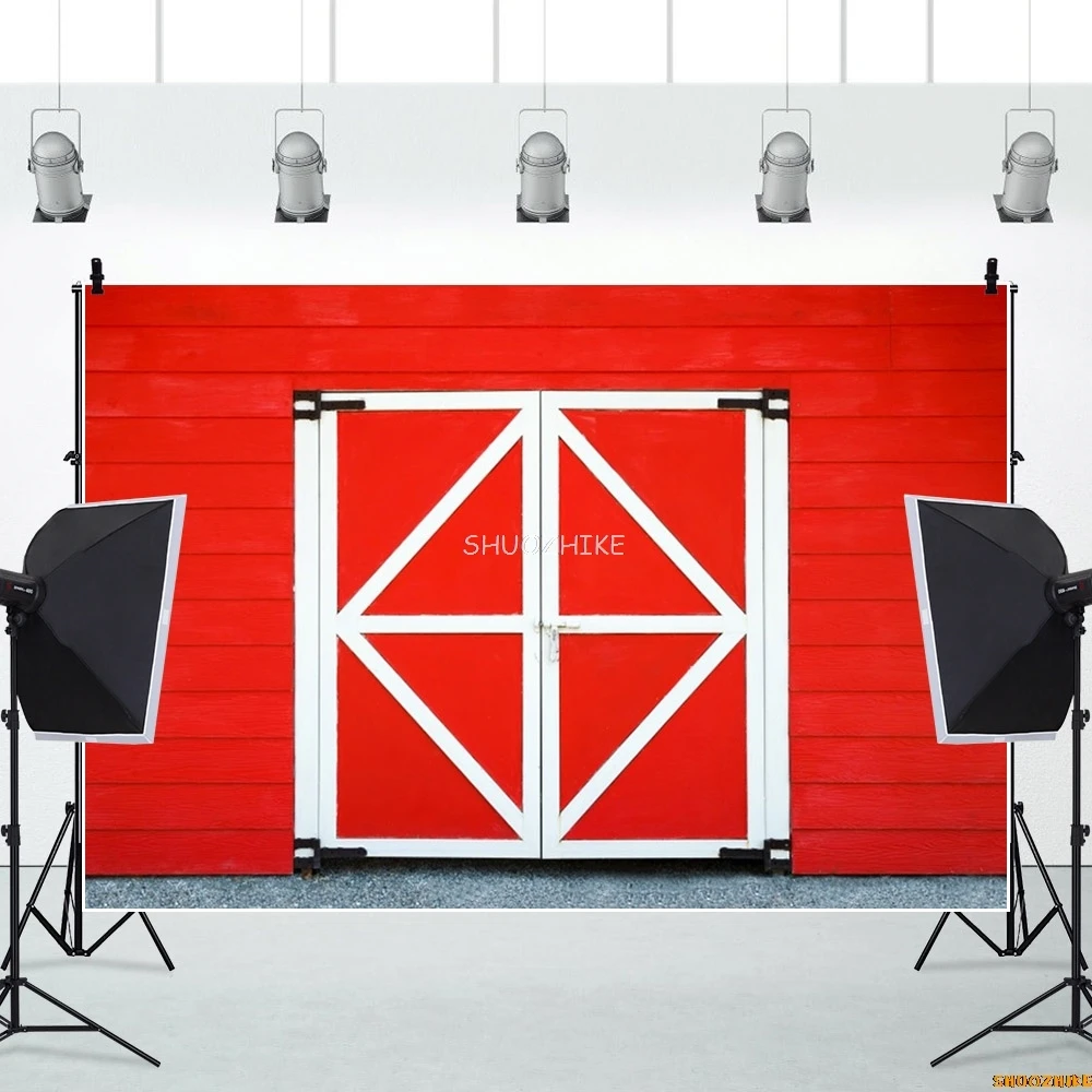 Красный, розовый, деревенский фон для двери сарая, западная деревня, фермерский дом, деревянная дверь, фон для фотосъемки на день рождения, фотостудия