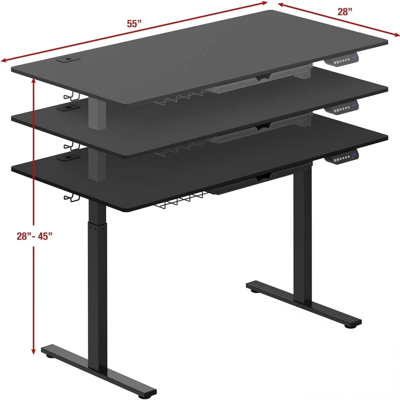 Inch Large Electric Height Adjustable Standing Desk, 55 x 28 Inches, computer desks,gaming desk,gaming table