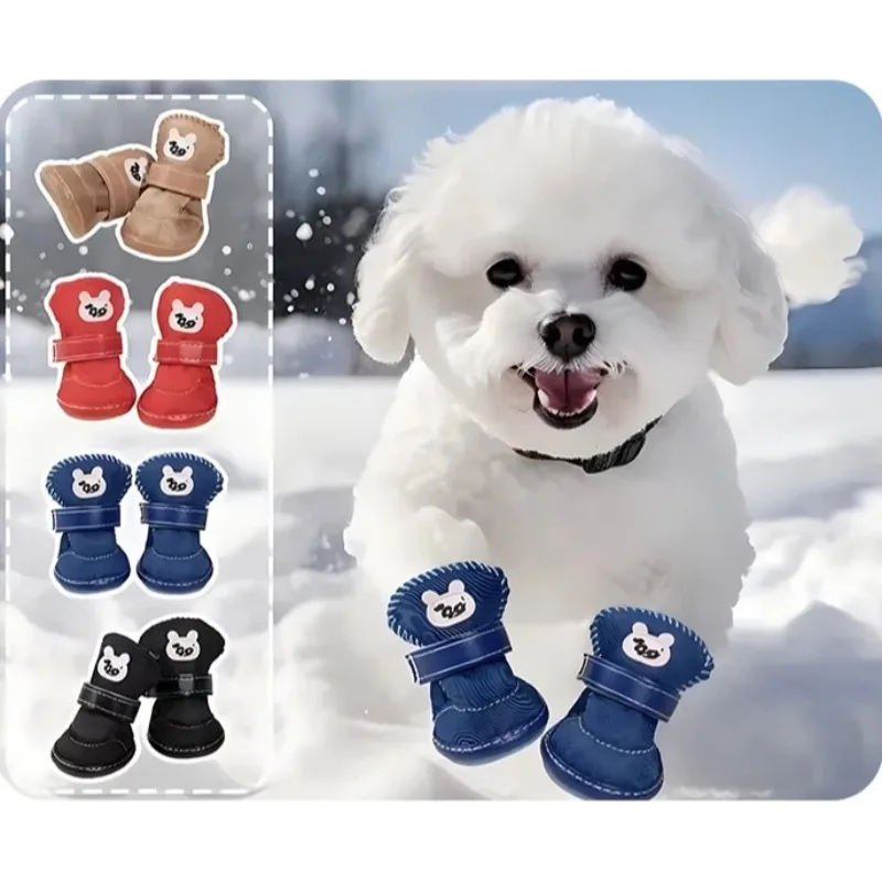 Dog Snow Boots Shoes Cotton Supplies Teddy Snow Boots Waterproof Warm Anti Slip Ratio Compared Bears Autumn Winter Pet Cat Shoes
