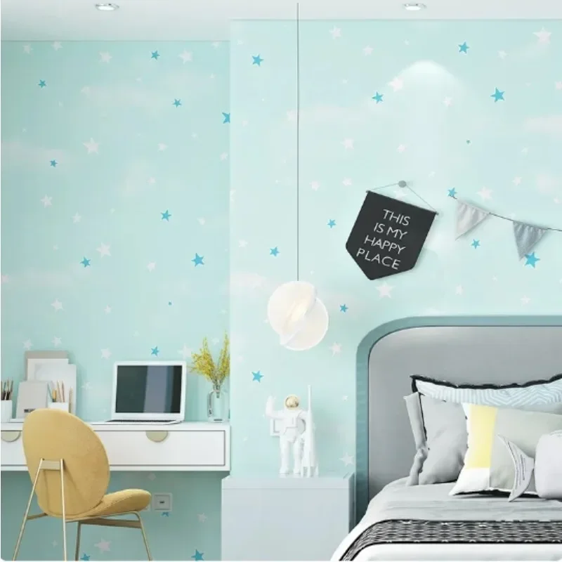 

Warm pink girl star children room self-adhesive wallpaper boy girl room self-adhesive wallpaper wallpaper for bedroom walls