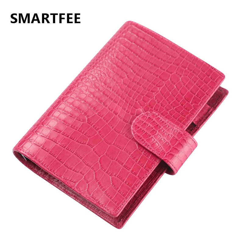 Smartfee Top A6 Personal Rings Planner Real Cowhide Binder Photocards Notebook Crocodile Texture Budget Planner