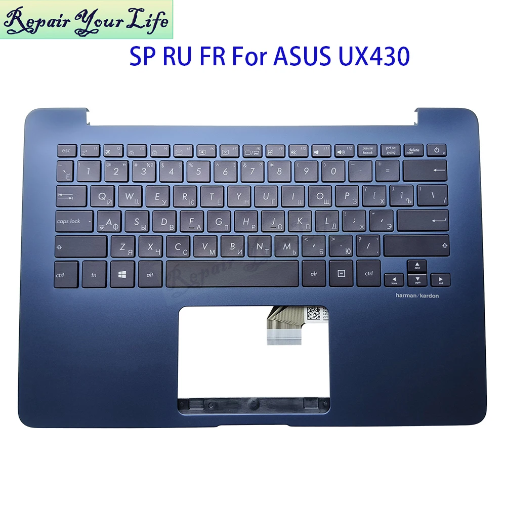AZERTY French Spanish RU Backlit Keyboard Palmrest For ASUS Zenbook UX430 UX430UA UX430UN UX430U Russian Teclado 0KNB0-2627RU00