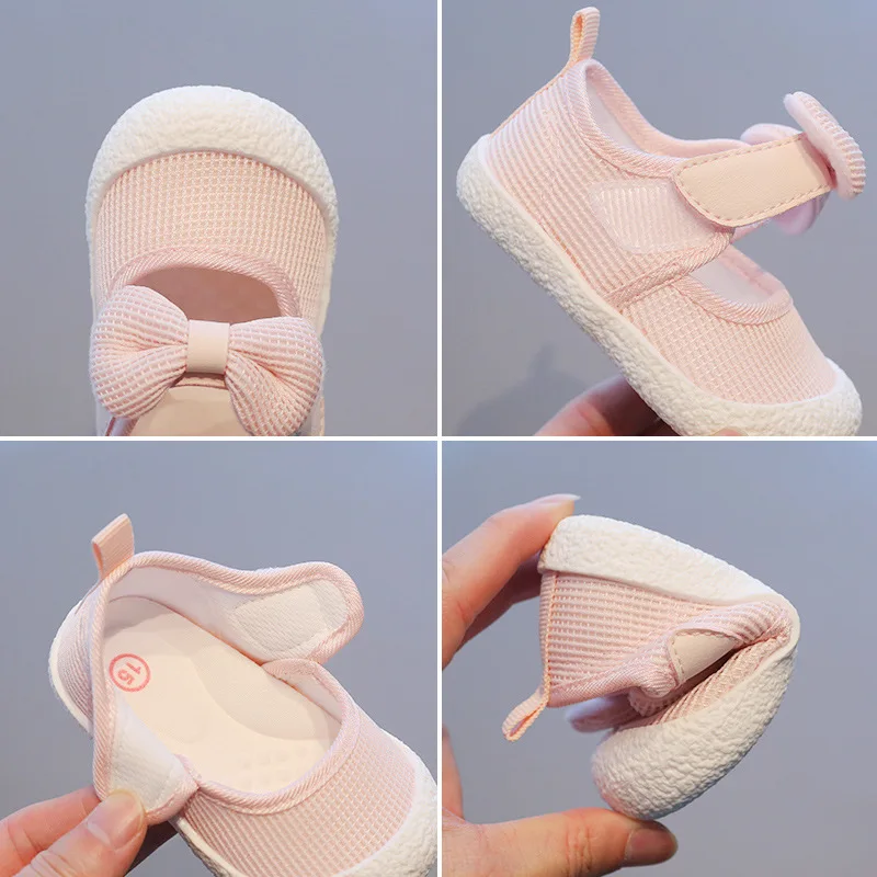 Kids Shoes  Baby Girl Walking Shoes with Breathable and Non Slip Mesh Bow Princess Shoes with Non Slip Soft Soles