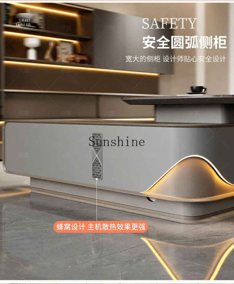 Office furniture, simple modern desk and chair combination, president, large desk, office, lighting