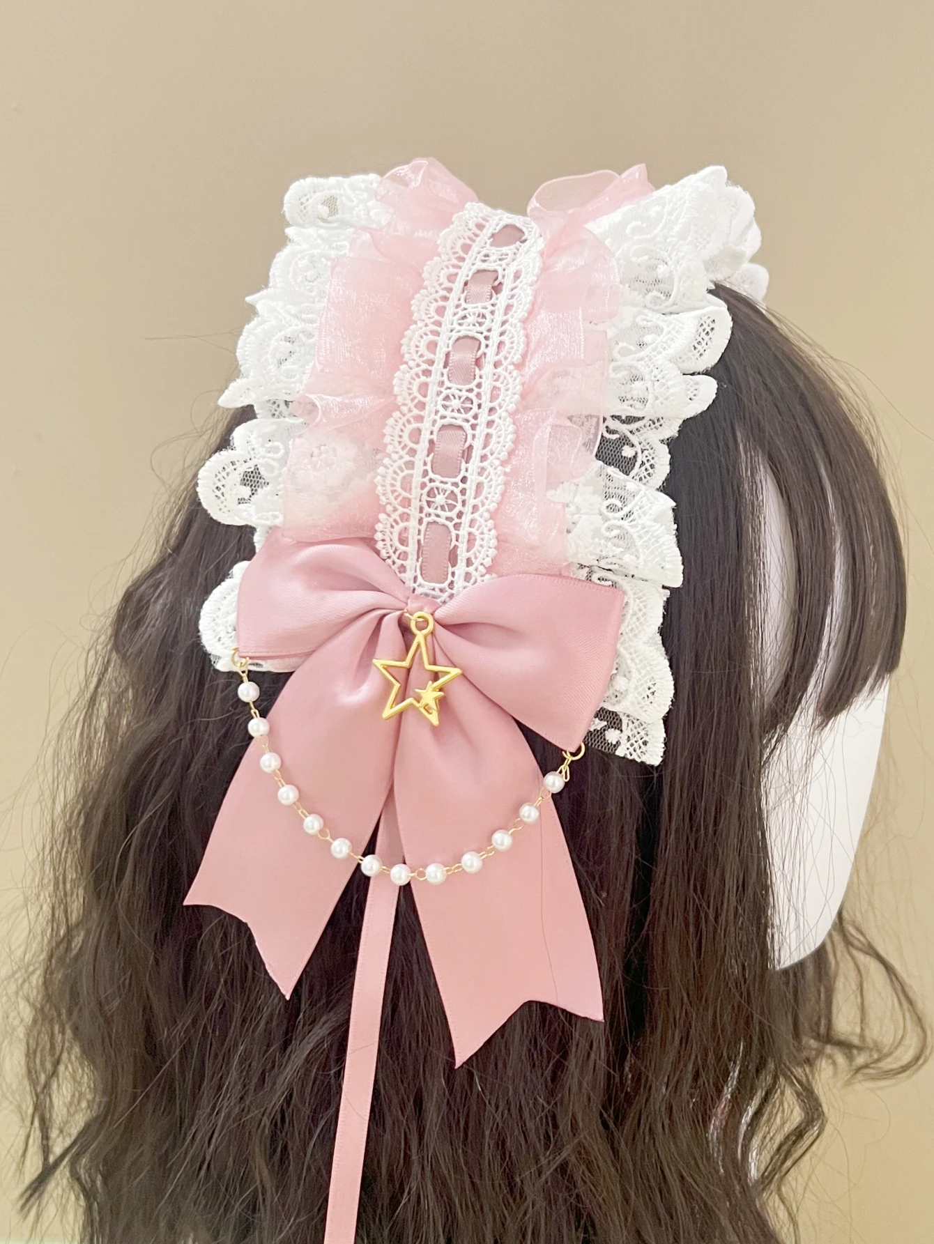 1Pcs Women Cute Lace Gothic Lolita Headband Headdress Anime Maid Cosplay Hair Accessories Headwear Headpiece Hair Clips