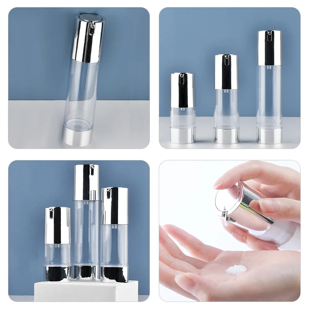 

3Pcs Airless Lotion Bottles Durable PP Material Jars with Pumps for Travel Skincare Containers Airless Pump Bottles