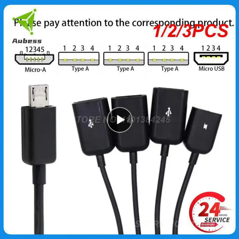 1/2/3PCS 4 Port Micro USB 2.0 HUB 4-IN-1 OTG Hub Power Adapter Cable support simultaneously Charging/data exchange for Android