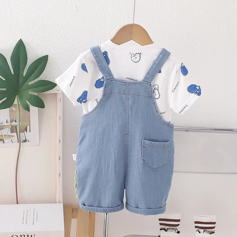 

New Summer Baby Boys Clothes Set Children Casual Cartoon T-Shirt Strap Shorts 2Pcs/Sets Toddler Girls Clothing Kids Tracksuits
