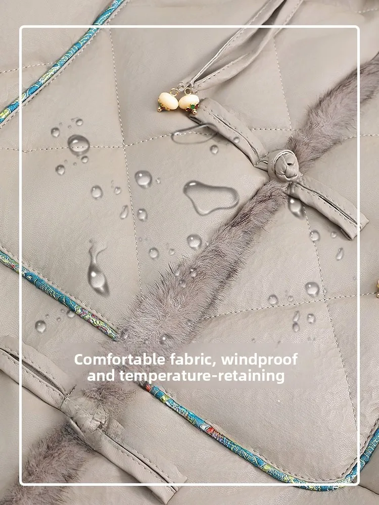 新しい中国製スレモムダウンジャケット秋冬アウター2024新作中高年女性用レザーコートワフリーコットン