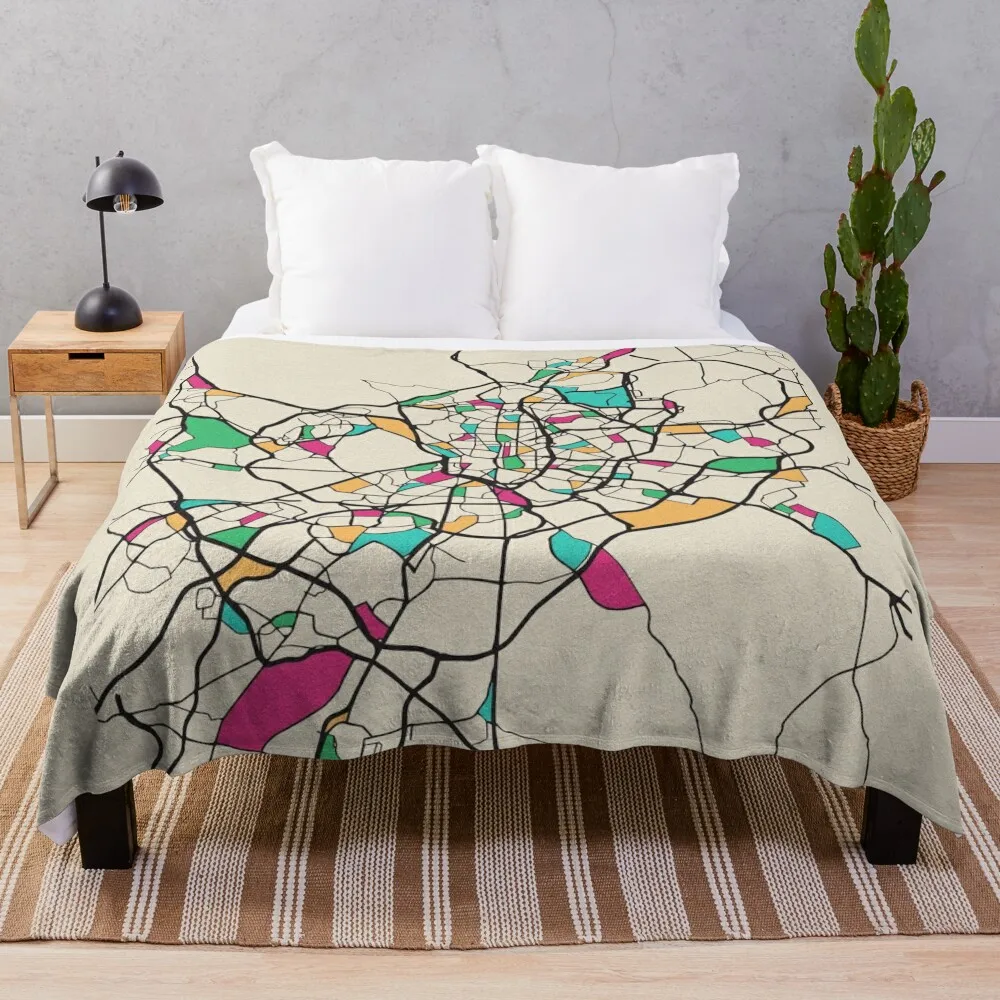 

Madrid, Spain Street Map Throw Blanket Custom blankets ands Blankets