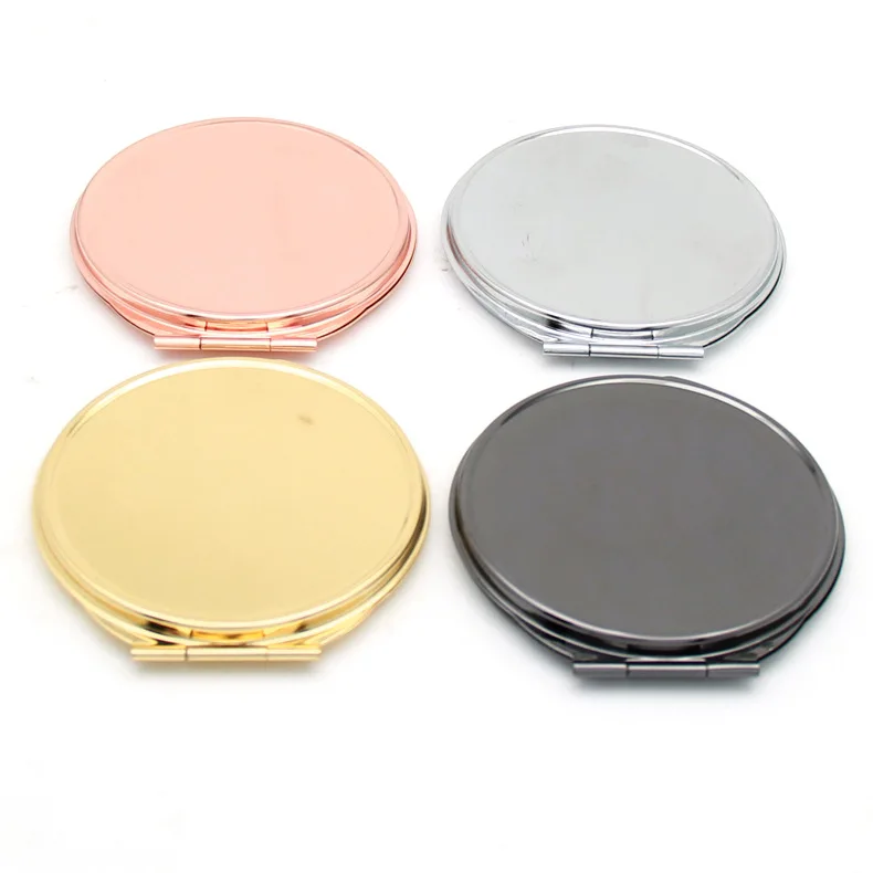 1pcs 50mm Round Blank Compact Mirror Pocket Mirror DIY Portable Metal Cosmetic Mirror Make Up Tools 4 Colors