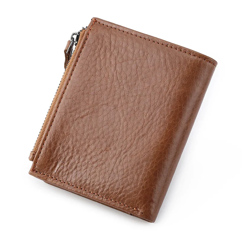 New Brand Men's Wallet RFID 100% Genuine Cow Leather Short Card Holder Man Purse Male Vintage Pocket Wallet