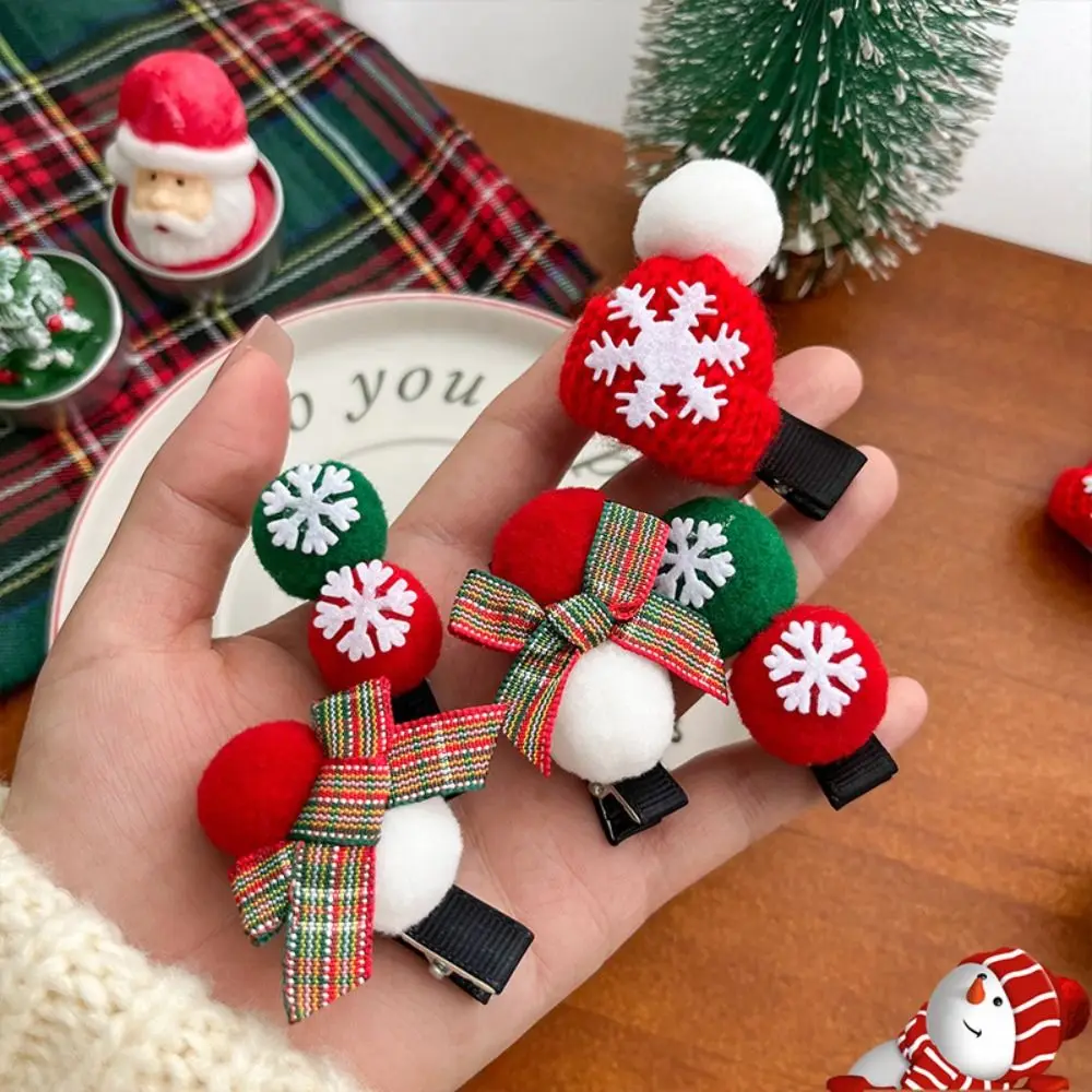 Creative Christmas Tree Christmas Hair Clip Bow Snow Santa Claus Hairpin Hair Decoration Christmas Hat Small Hair Clip Perform