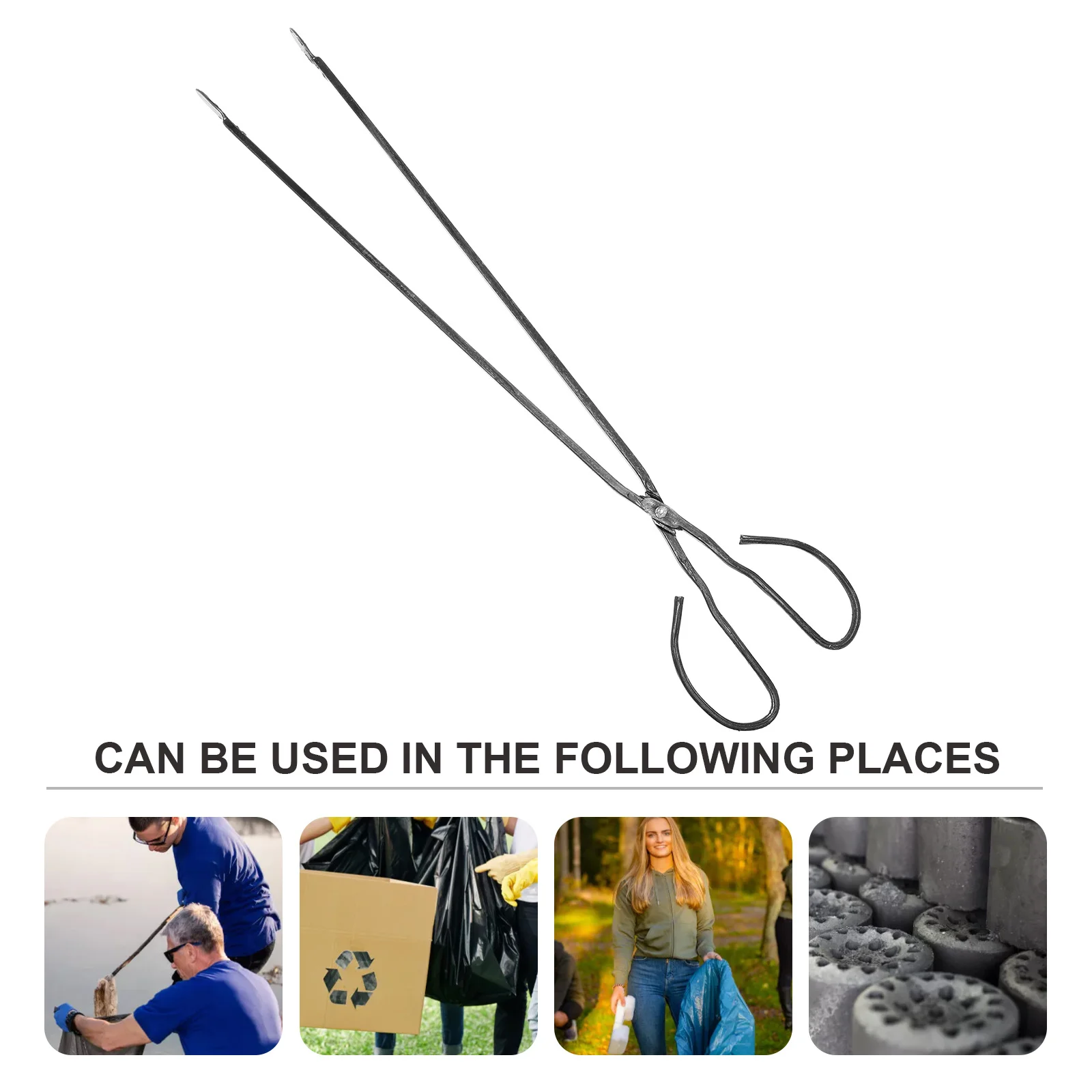 

1Pcs Wall Fireplace Tong Long Handle Charcoal Clamp Heavy Duty Metal Bbq Clip Outdoor Fire Pit Cooking Tool Bbq Charcoal Tong