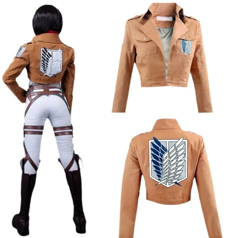 

Anime Attack on Titan Cosplay Costume Recon Corps Jacket Leather Skirt Belts Cloak Prop Accessories Full Set Party Carnival Suit