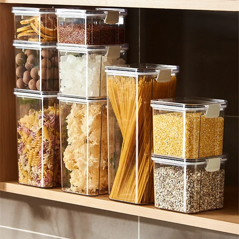 Sealed plastic food storage box cereal candy Dried jars with lid fridge storageTank containers household items kitchen organizer