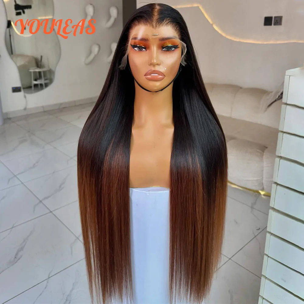 

Bone Straight Dark Blonde Colored Wig For Women 13x4 Transparent Lace Front Glueless Human Hair Wig Pre plucked Ready To Wear