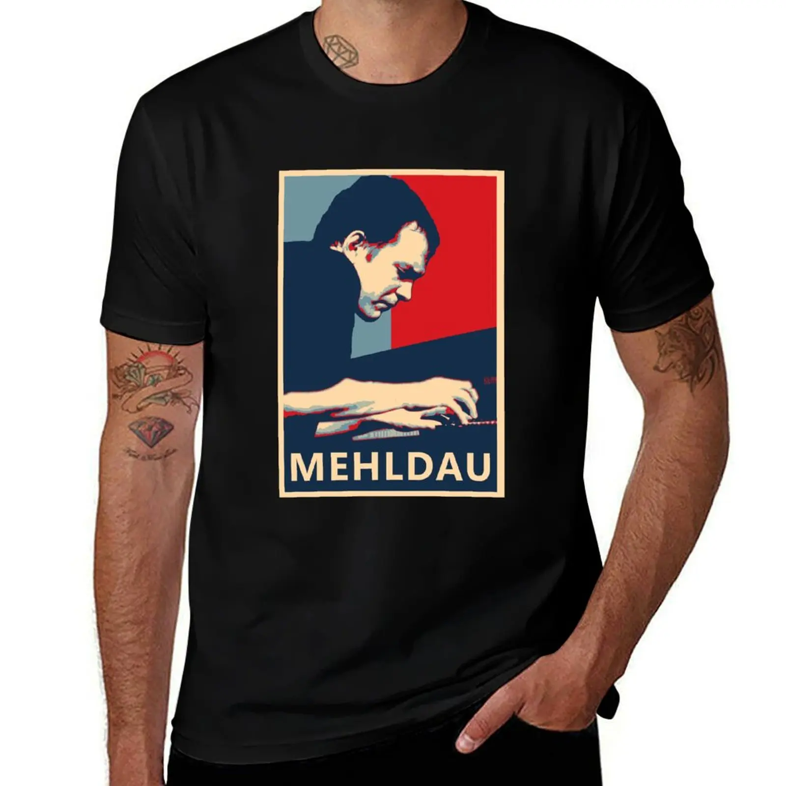 Brad Mehldau pianist Hope Poster - T-shirt minimalistes à col rond pour les meilleurs musiciens de l'histoire du jazz