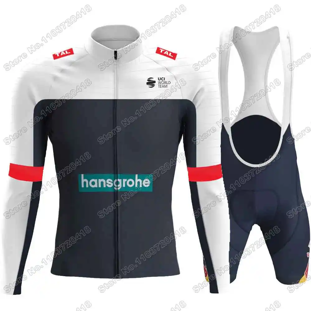 2025 Team Hansgrohe Cycling Jersey Long Sleeve Set Italy Spain France Tour Primož Roglič Clothing Men Road Bike Shirt Bib Shorts