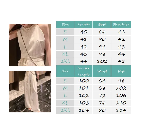 Small fragrance suit female 2024 summer new high sense niche temperament striped vest wide-leg pants two-piece.