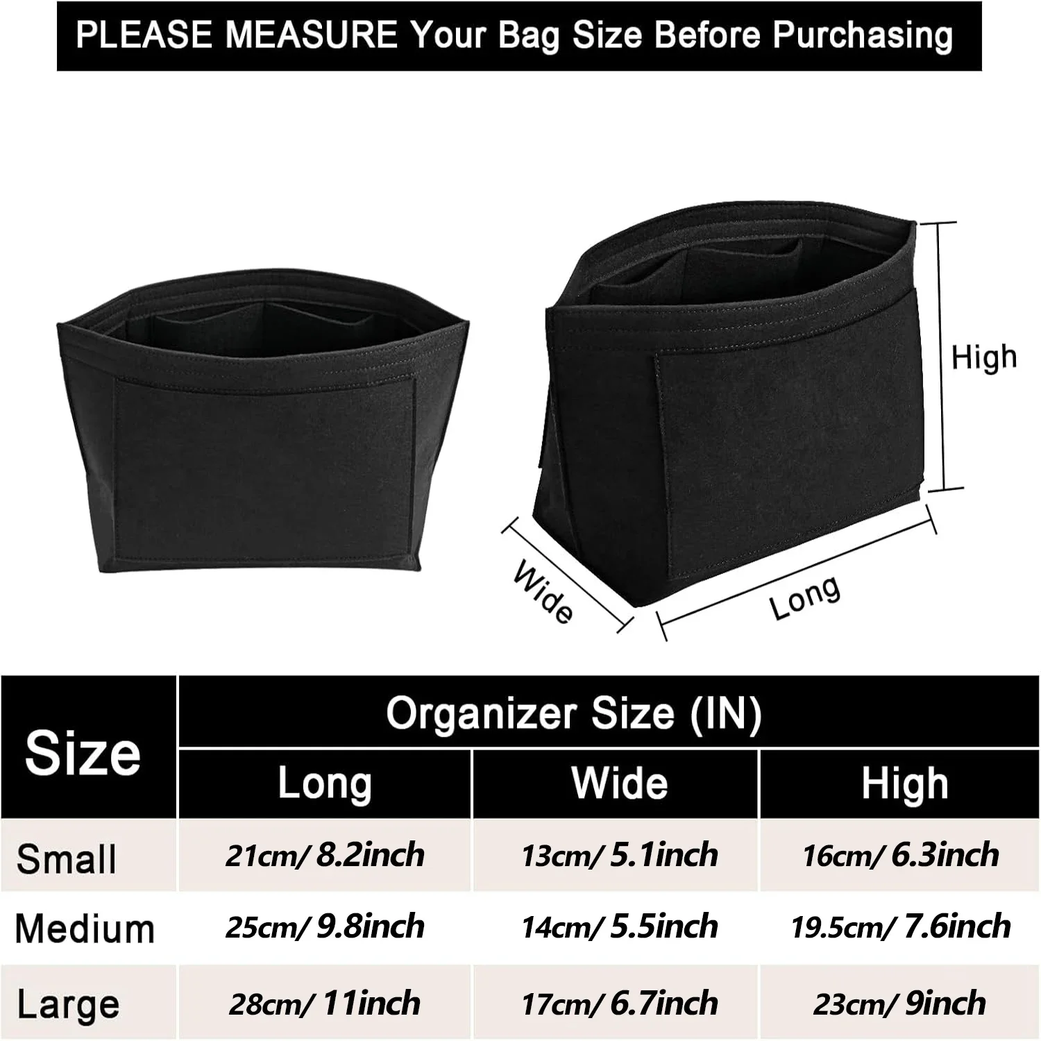 Inserto organizer in feltro di lusso per Longchamp Pliage Multi scomparti Fodera per borsa Tasche con cerniera Calza perfetta per gli amanti del Natale