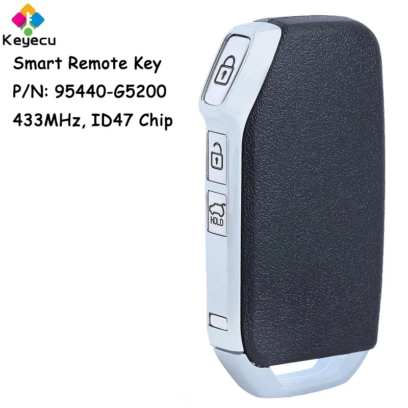 

KEYECU Keyless Go Smart Remote Control Car Key With 3 Buttons 433MHz ID47 Chip for Kia Niro 2019 2020 2021 Fob P/N: 95440-G5200