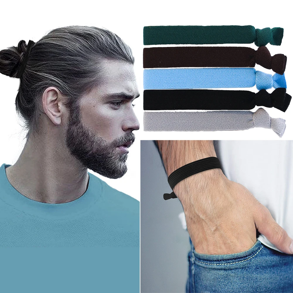 

5pcs/set Men's High Elastic Hair Ties Ponytail Holder Scrunchies Hair Rope Hair Accessories For Men Women Long Curly Thick Hair