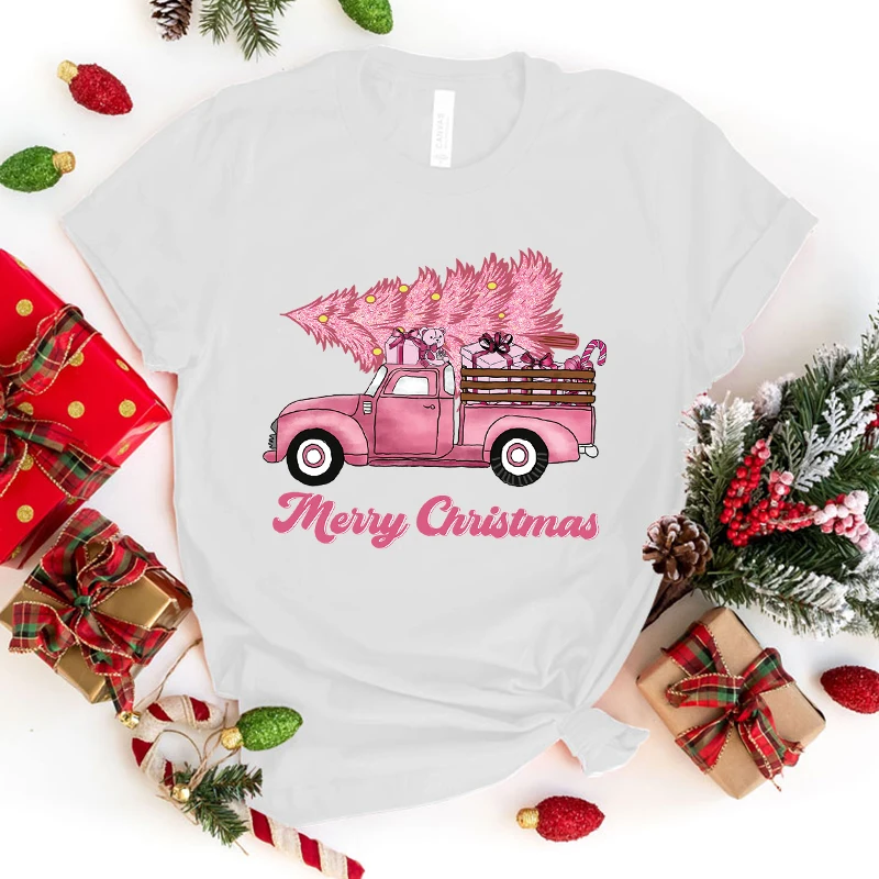 Fashion Merry Christmas Print T-Shirt Casual Short Sleeve Graphic Tee Shirt Unisex Loose Harajuku T Shirt Tops(Premium T-shirt)